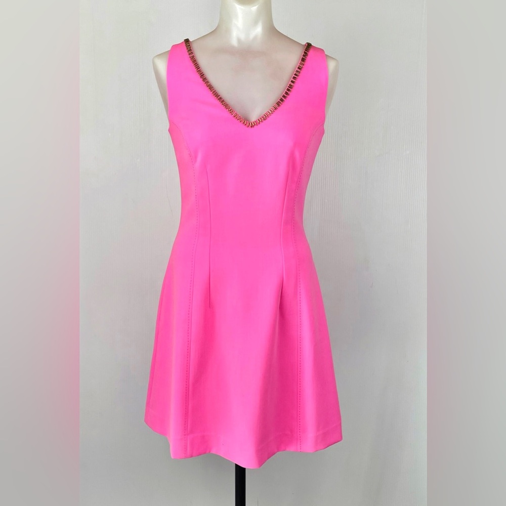 Lilly Pulitzer Neon Pink V-Neck Mini Dress